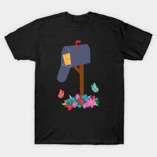 Mailbox, Flowers, and Butterflies T-Shirt